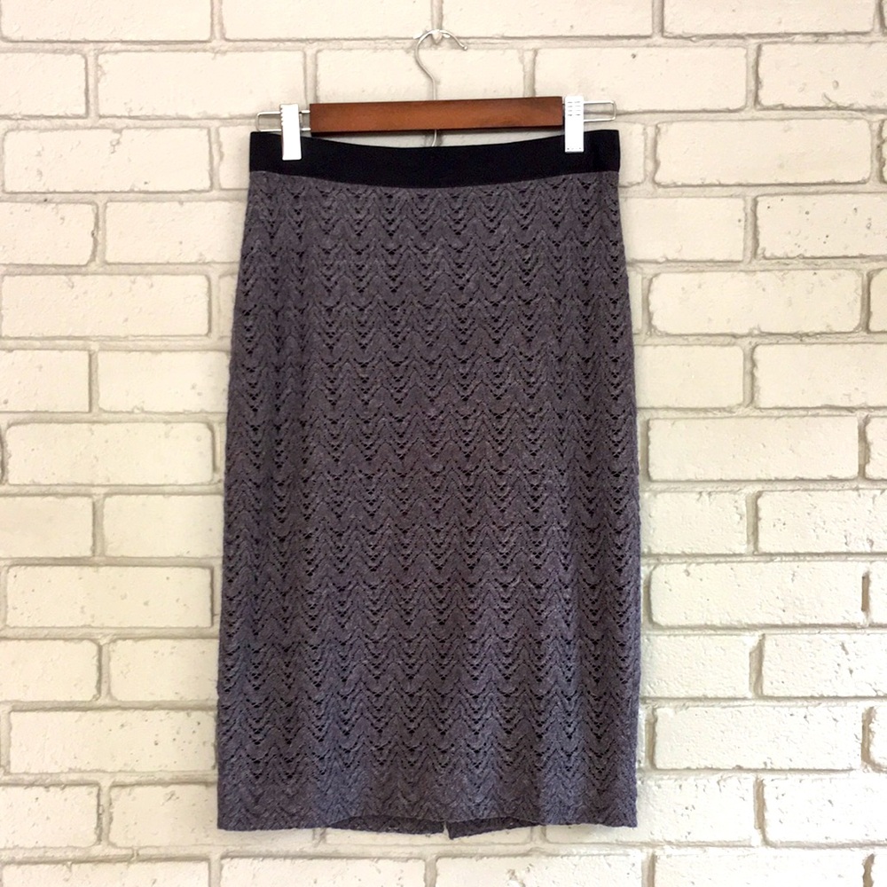 Grey Knit Ann Taylor Midi Pencil Skirt